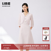 LIME莱茵高级假两件连衣裙木耳边设计感轻奢长裙