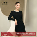 LIME莱茵赫本风法式 朗姿 轻奢珍珠圆领小香风连衣裙 吉娜同款