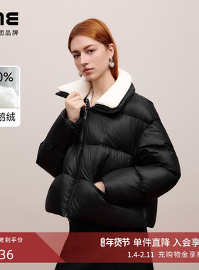 LIME/莱茵鹅绒羽绒服短款保暖百搭黑色休闲时尚外套25年冬新款女