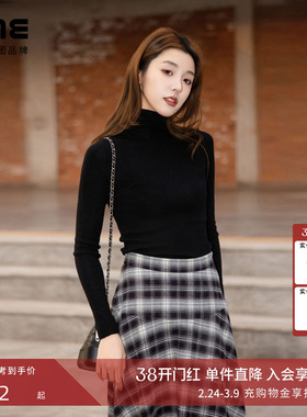 朗姿/LIME莱茵无缝一体100%山羊绒打底衫半高领高级感内搭针织衫