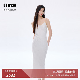 LIME莱茵立体提花修身 商场同款 朗姿 新款 吊带连衣裙2026夏季
