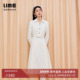 朗姿集团LIME莱茵翻领复古收腰小香风连衣裙高级感长裙25秋冬新款