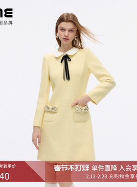 【祝绪丹同款】朗姿集团LIME莱茵小香风减龄彼得潘领收腰连衣裙