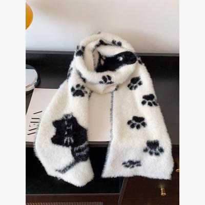 猫爪印黑白双面彷貂毛保