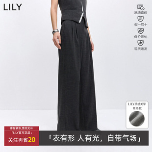 女126129C5902 直筒阔腿裤 LILY2026春新款 高腰宽松休闲通弹力西裤