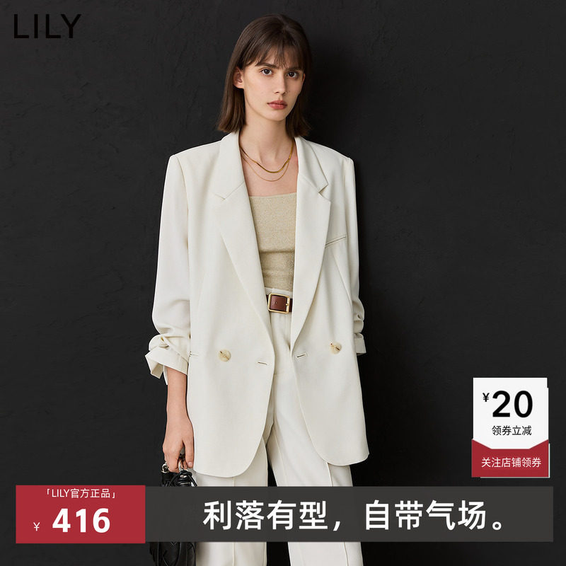 【不易皱】LILY薄款西装春新品宽松休闲百搭通勤西装套装女