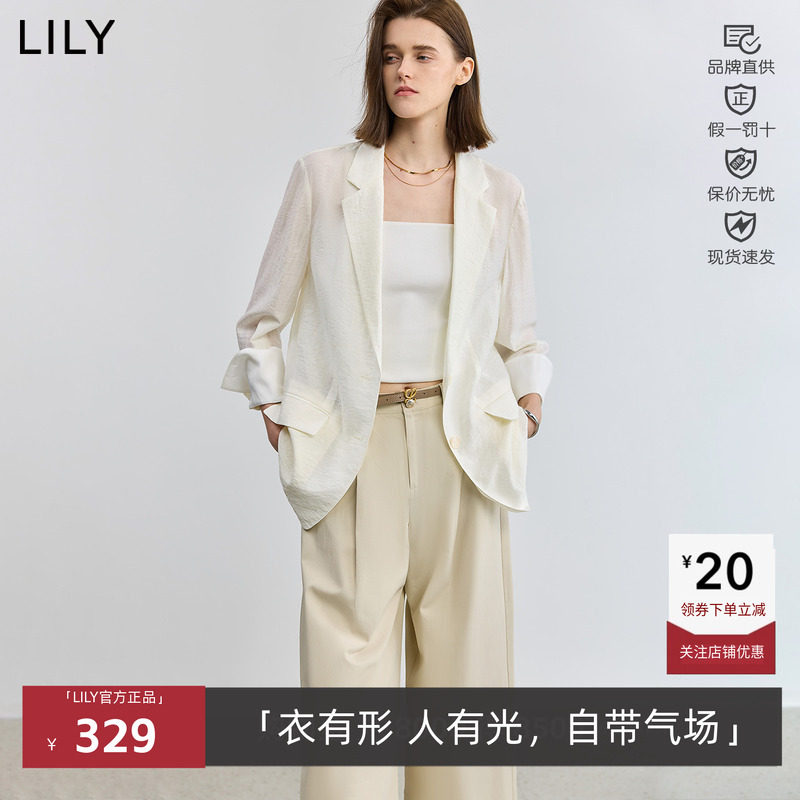 LILY夏新款女装宽松休闲通勤薄款西装外套125229C2913125229C2913