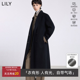 羊毛羊绒双面呢大衣长款 冬新款 毛呢外套125420FN253 丽丽女装 LILY