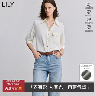 衬衫 春夏舒适宽松垂坠感百搭休闲七分袖 125209C4941 丽丽女装 LILY