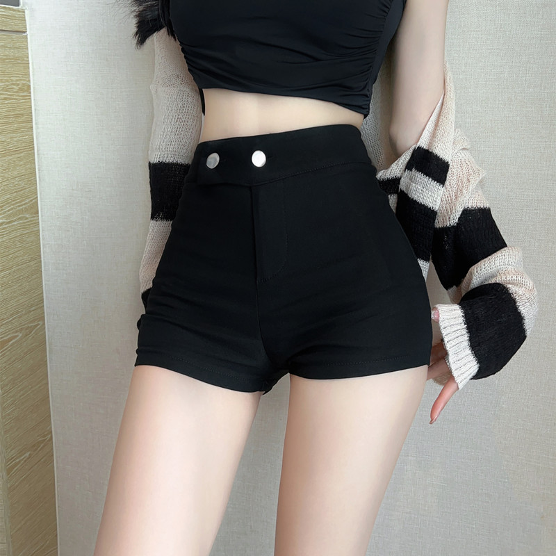 黑色高腰弹力紧身超短裤女2024秋冬新款韩版显瘦辣妹包臀百搭热裤