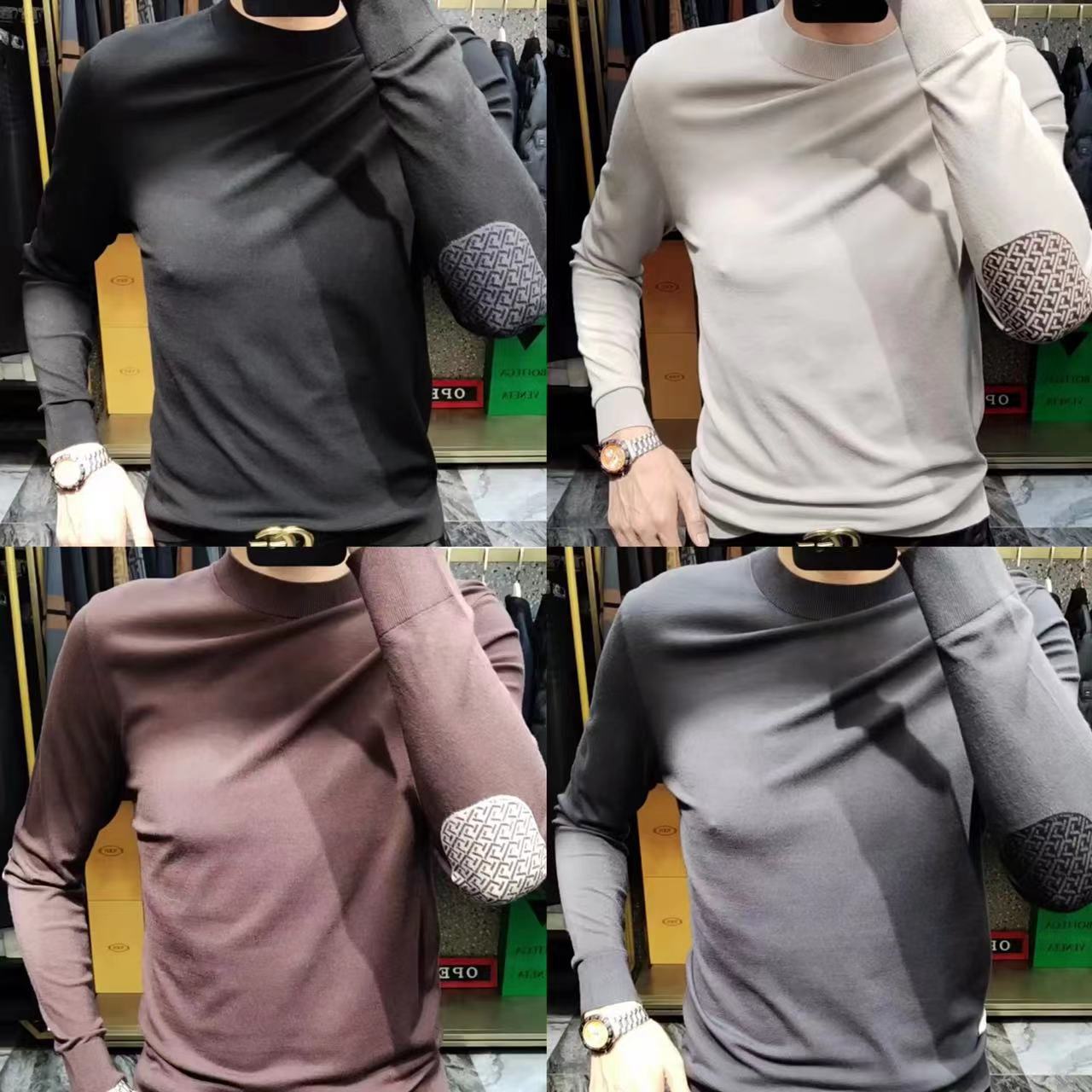 秋冬季男士长袖针织T恤打底衫