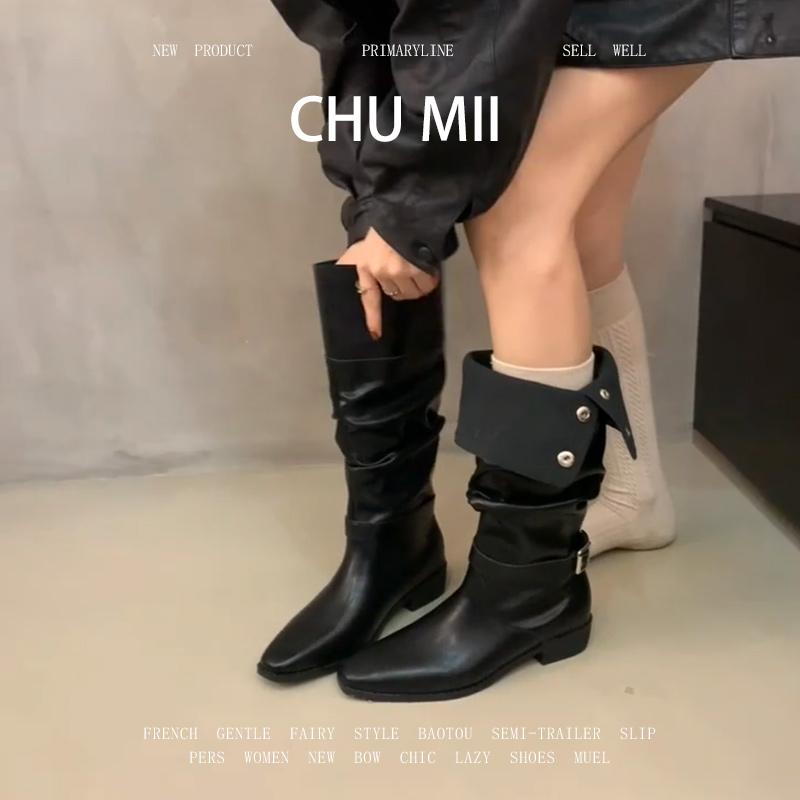 羊皮版~复古不过膝骑士靴