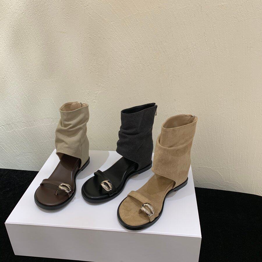 复古风金属扣套趾罗马凉