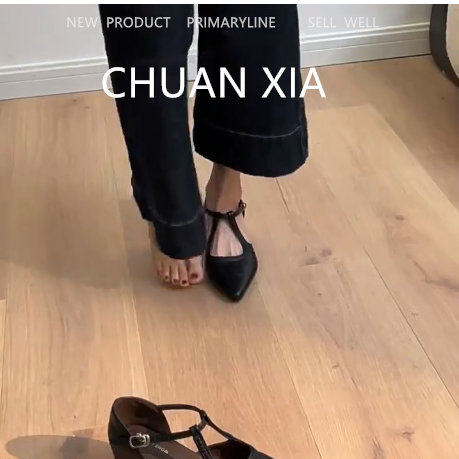 羊皮版！英伦风百搭尖头高跟鞋女黑色真皮包头凉鞋高级感粗跟单鞋