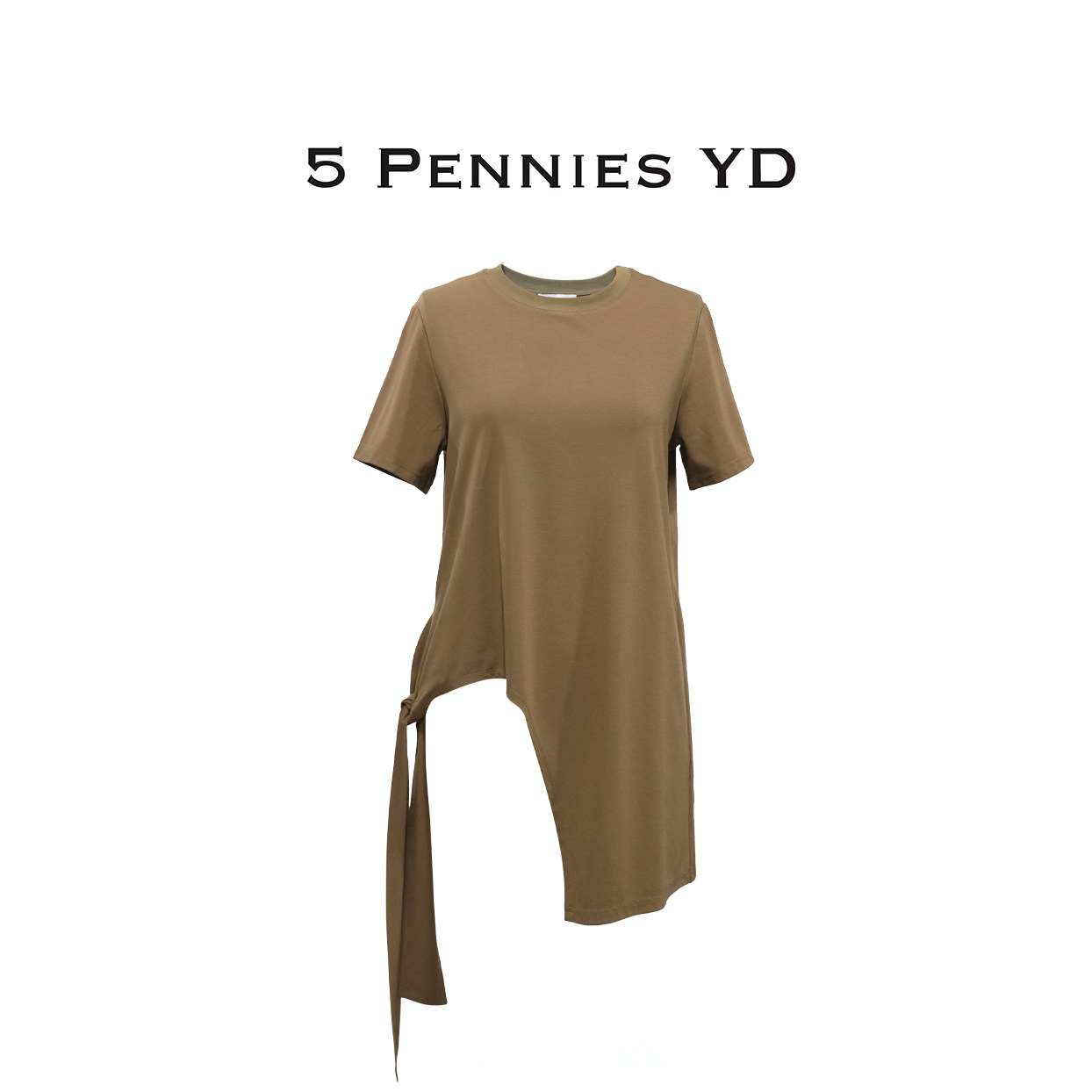 5 PENNIES YD设计师款原创夏季简约咖色不规则系带上衣6S0522202L