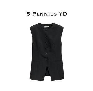 5 PENNIES YD设计师早秋款原创洋气干练单排圆领收腰显瘦修身马甲
