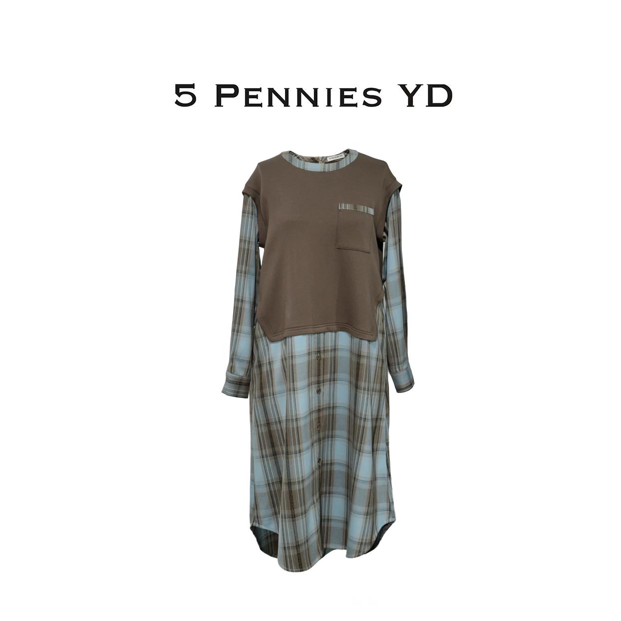 5 PENNIES YD设计师款原创秋季休闲假两件格子连衣裙6S0126119L