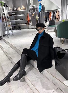 5 PENNIES YD设计师款纯色宽松百搭高领前短后长毛衣3W1103335L