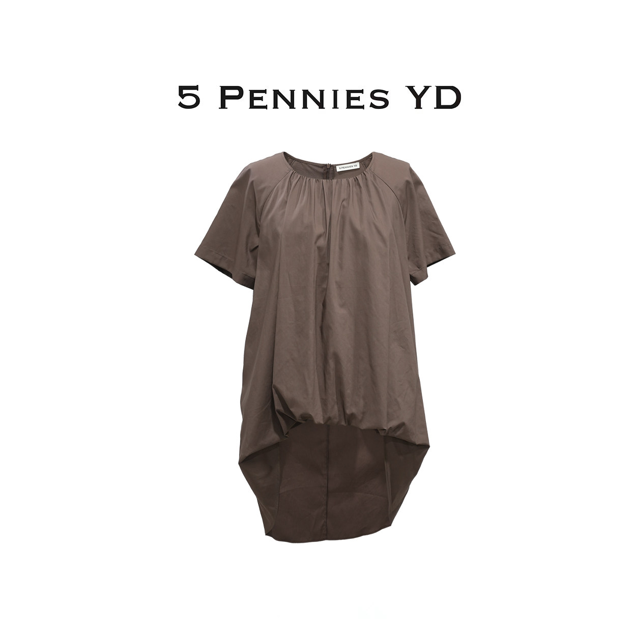 5 PENNIES YD设计师款原创夏季前短后长棕褐色褶皱上衣6S0430172L