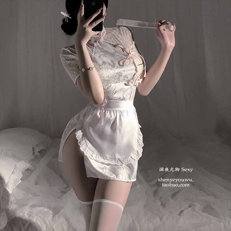 性感御姐cosplay中华娘旗袍套装纯欲制服女仆小厨娘半透趣味睡裙