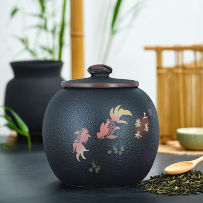 建水紫陶全手工高档小号茶叶罐