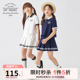 夏学院风短裙两件套女童大童 运动套装 POLO衫 日本LIVHEART儿童短袖