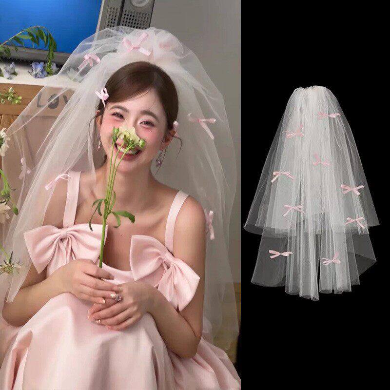 求婚领证轻小蝴蝶结高级感头纱