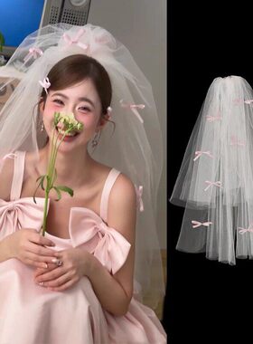 求婚领证轻小蝴蝶结高级感头纱