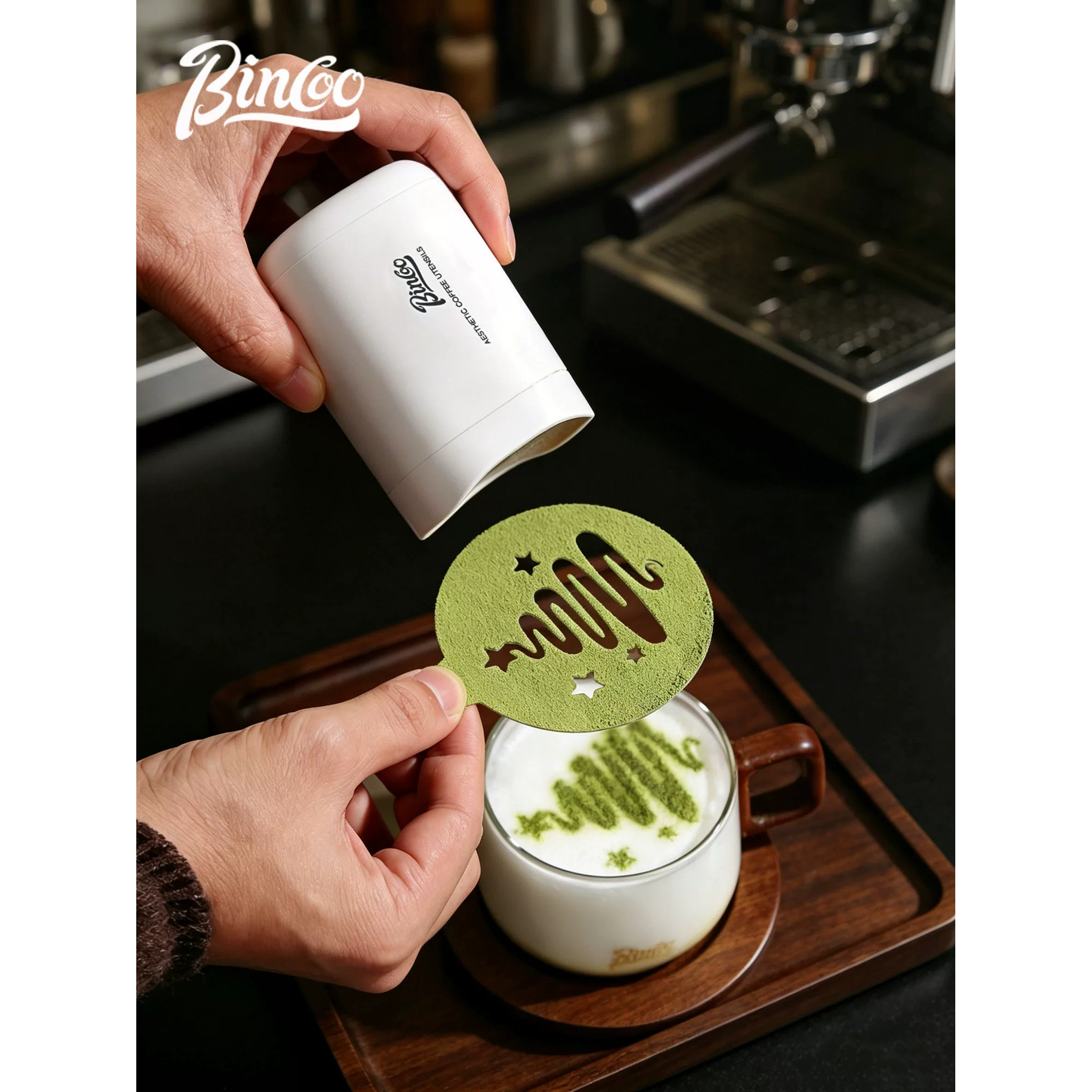 Bincoo不锈钢咖啡拉花片撒粉器配套器具家用洒粉神器意式拉花模具