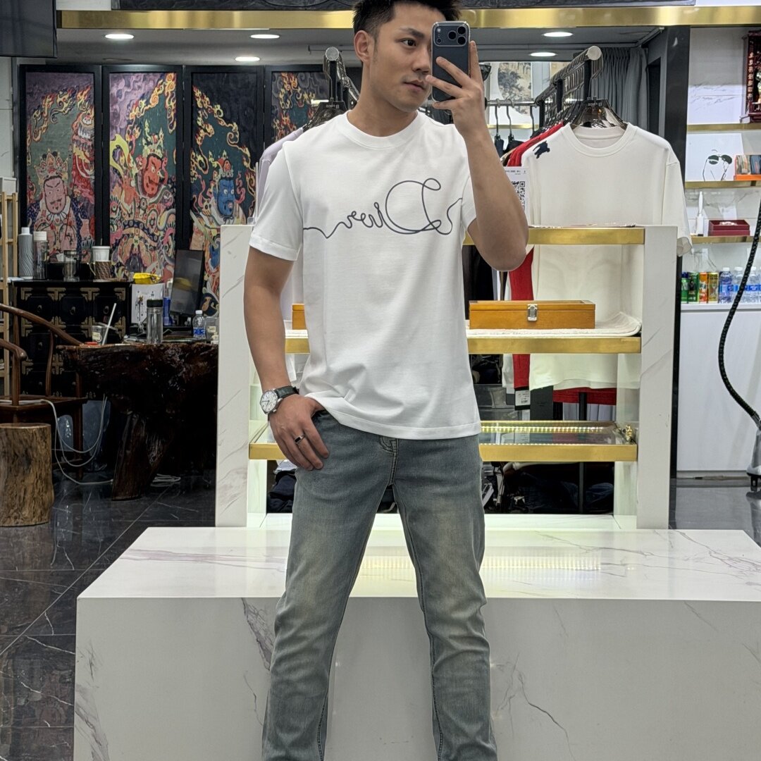 2026夏季新款男士纯棉T恤高端刺绣字母百搭宽松白色短袖 LT16