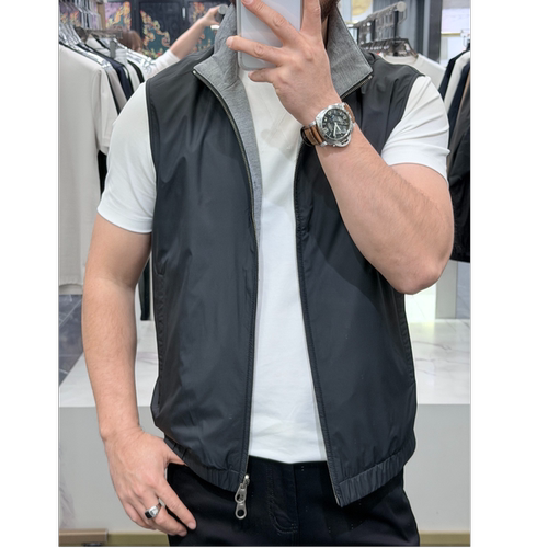 两面穿立领马甲男 莱赛尔羊毛混纺 百搭休闲商务背心 LW29