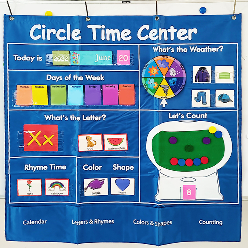 circle time center幼儿早教启蒙日历挂图小学英语教具神器英文学