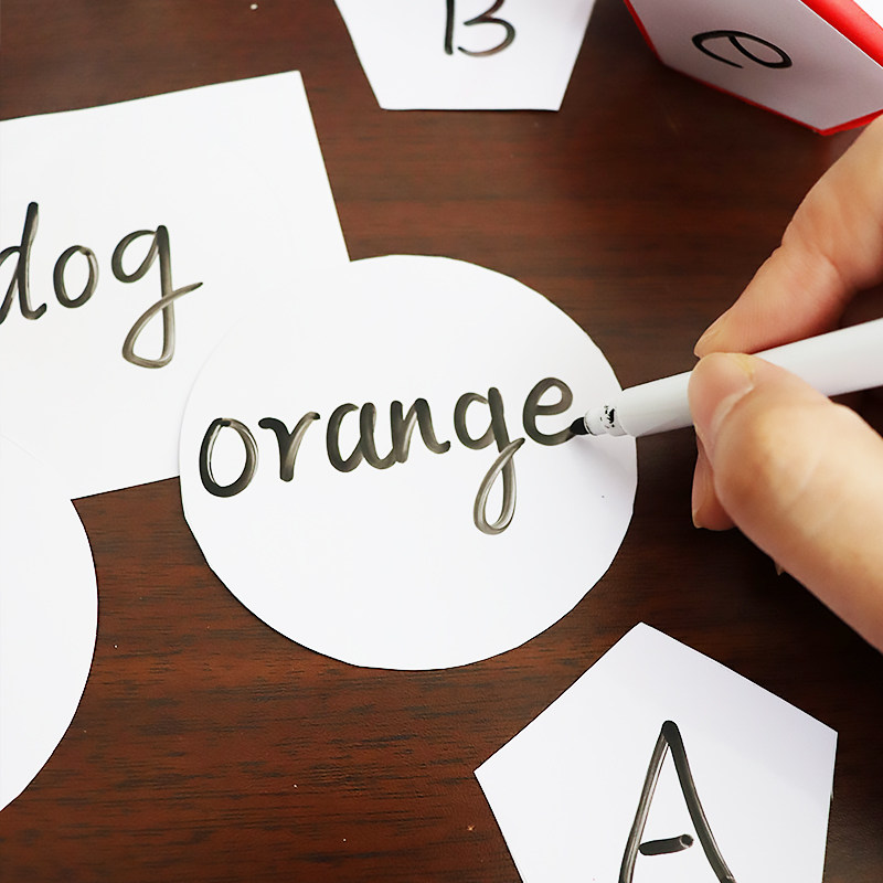 可擦写贴纸圆形不干胶空白可写字小学英语教具课堂游戏幼儿园识字
