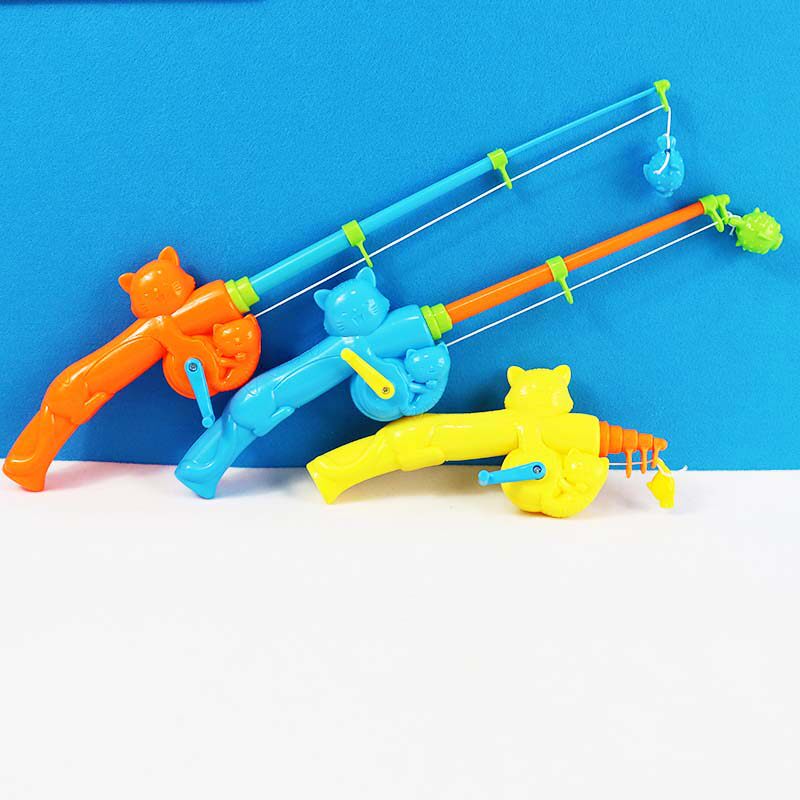儿童鱼竿玩具伸缩手摇钓竿塑料钓鱼游戏配件磁力教具磁性小孩专用