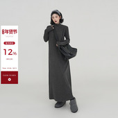 吴童童纯色高领直筒长袖 打底连衣裙女秋冬韩系宽松长款 内搭A字裙