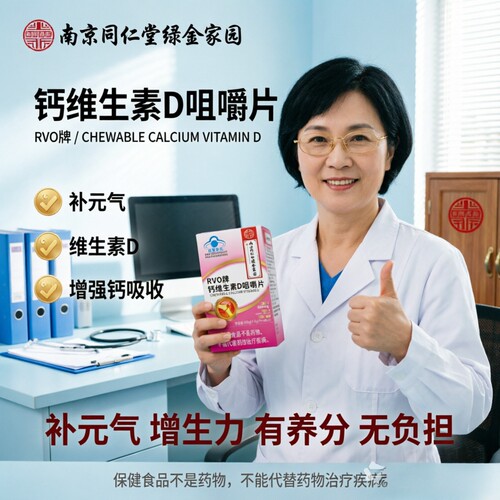 中秋送父母钙维生素D咀嚼片60片 中老年多种维生素VD微商药店直播
