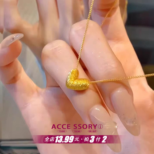 金色细闪爱心项链送女友礼物