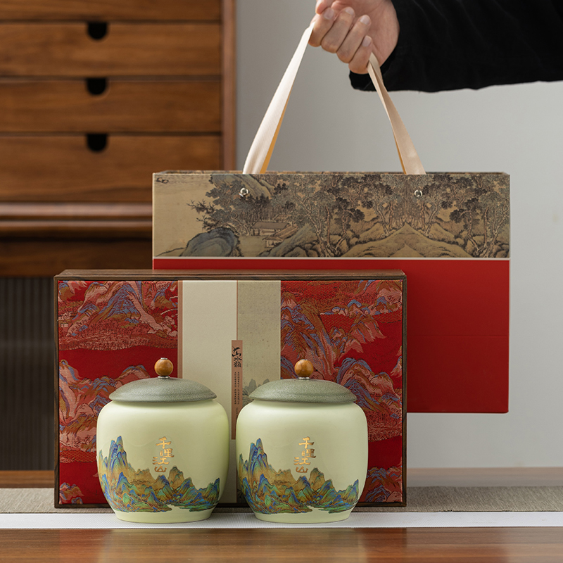 茶叶包装盒新款陶瓷罐空盒子中式红茶绿茶龙井茶通用空盒礼盒定制