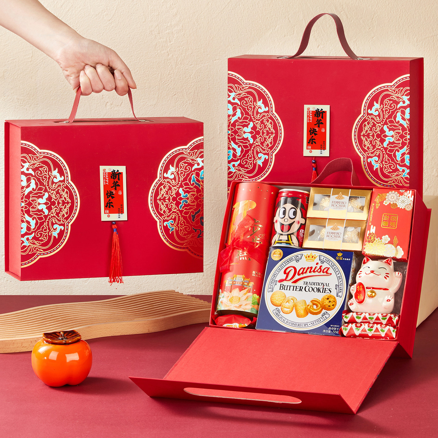 2026新款新年零食礼盒企业公司年会伴手礼礼品马年过年礼物大礼包,零食/坚果/特产,喜饼/诞生礼饼,淘宝优惠券,粉丝福利购,淘宝优惠卷