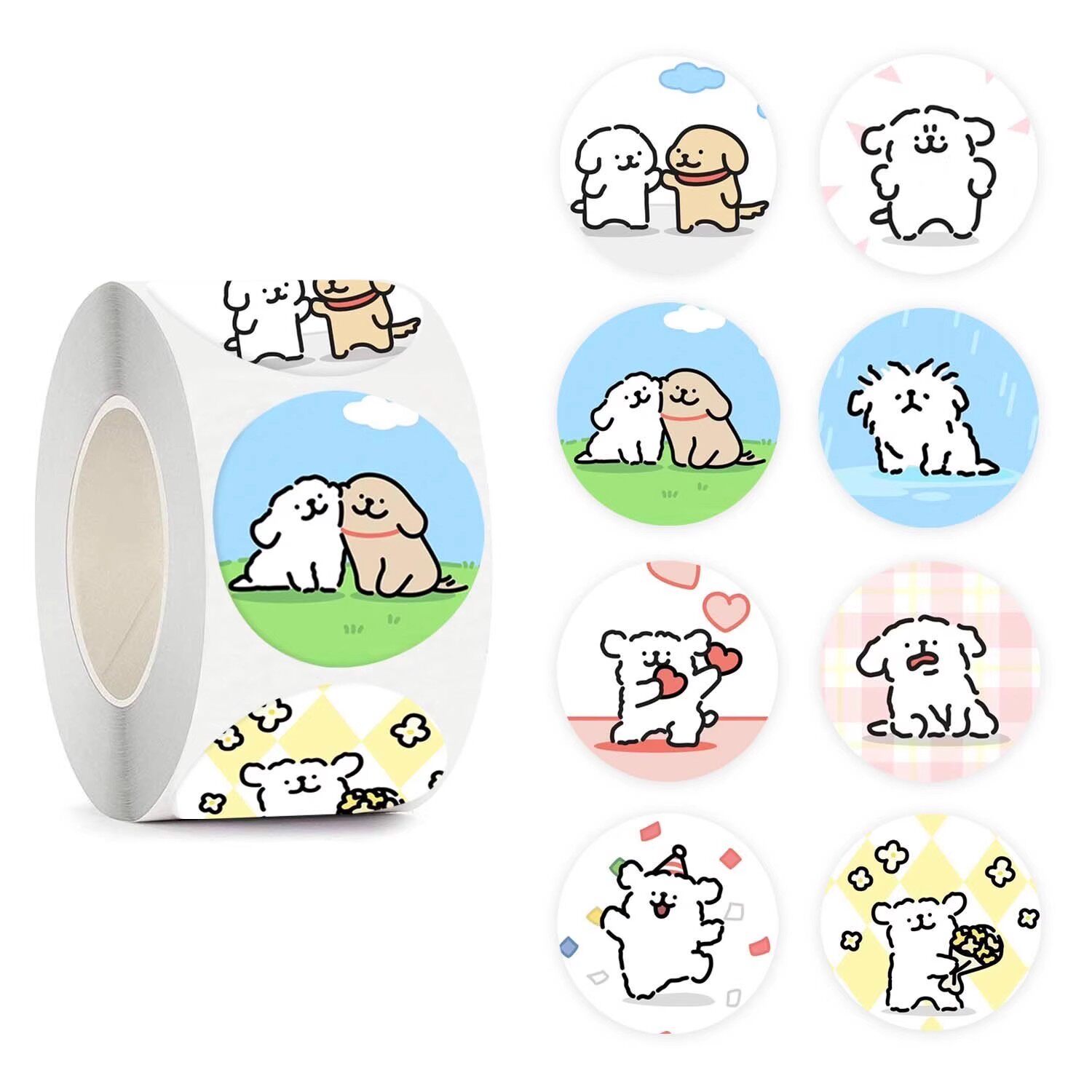 小红书爆款原创卡通小狗卷卷贴封口贴胶带出卡贴纸装饰手账贴画