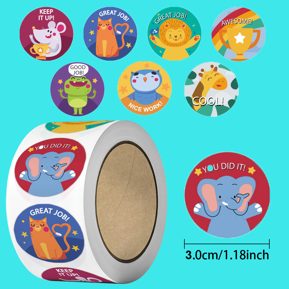 学英语动物贴纸卡通可爱不干胶自粘礼品奖励学生手账标签封口贴
