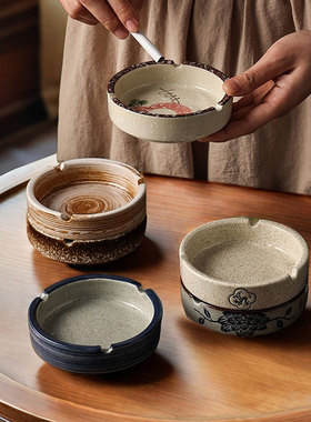 新中式中式复古灰缸陶瓷烟灰缸民宿茶桌酒店专用小创意烟缸风中古