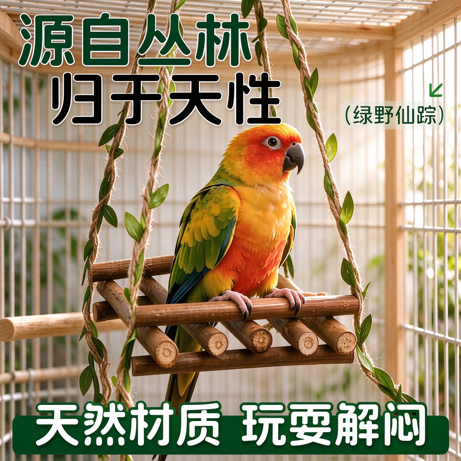 鹦鹉磨牙站杆玩具云梯吊链秋千树叶秋千鸟玩具宠物鸟互动玩耍用品