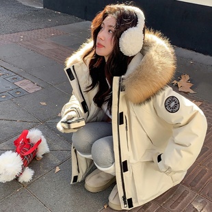 羽绒服女2025冬季新款加厚工装派克服小个子貉子毛加厚短款外套