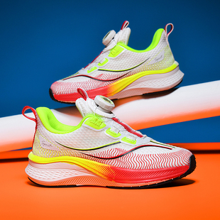 儿童运动鞋旋转扣男女童双网透气中大童学生轻便减震碳板跑步鞋