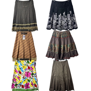 古着vintage复古秋冬款 B39原宿港风森系A字裙毛呢少女百搭半身裙