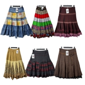 古着vintageB63海淘美式 春夏雪纺半裙复古印花亚比设计拼接半身裙