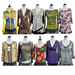 vintage古着C7海淘日制复古花纹长袖 网纱Y2K辣妹亚比嬉皮外贸上衣