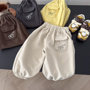 儿童卫裤男童运动裤春秋男女宝裤子儿童百搭米色长裤潮范新款休闲