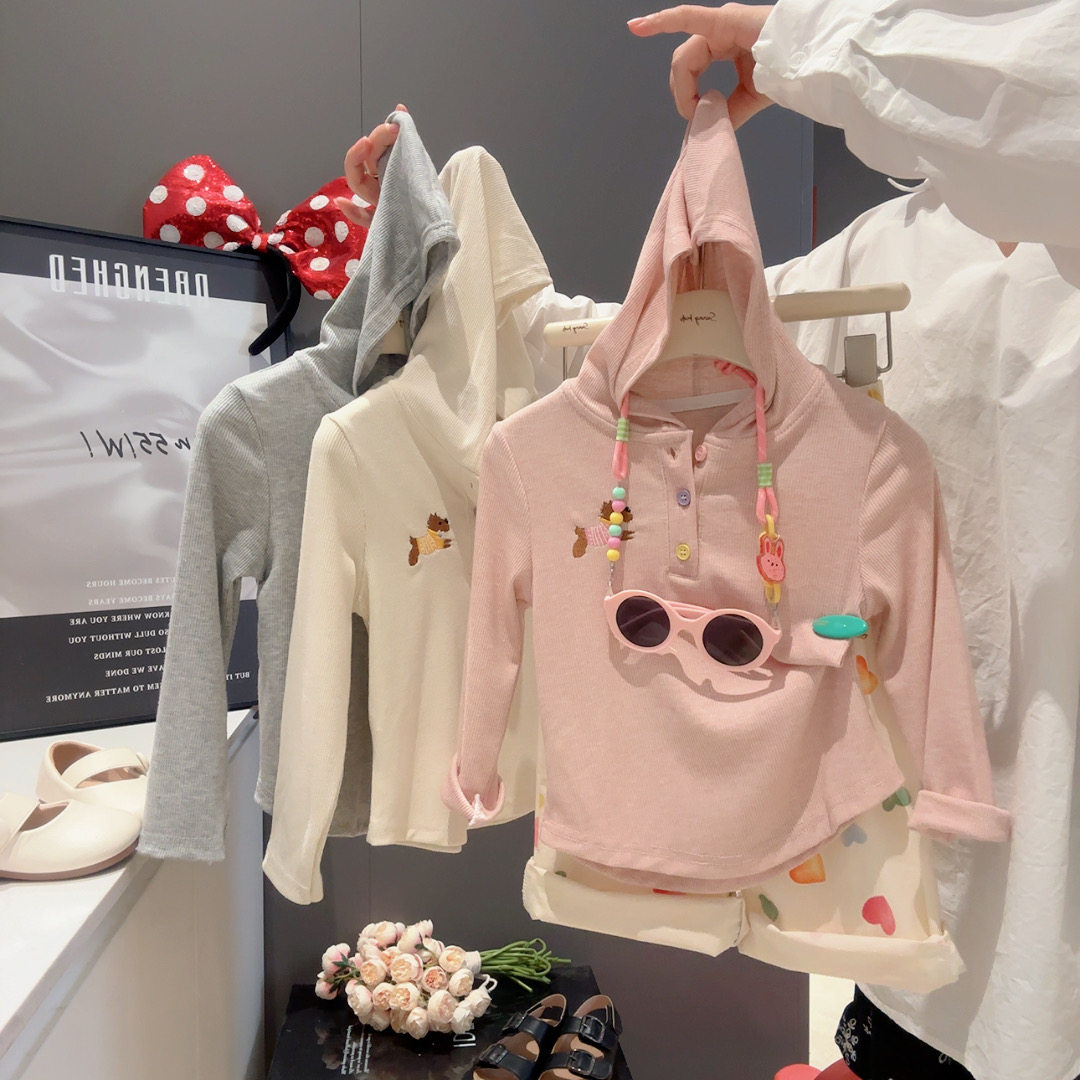 女童连帽打底衫长袖T恤秋季童装春秋款新款儿童洋气休闲长袖修身